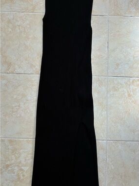 Aritzia Black Ribbed Knit Maxi Dress